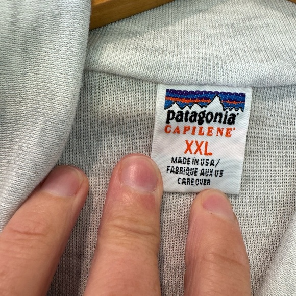 Patagonia Men's Heather Gray/White Quarter Zip Mock Neck Capilene / XXL - Picture 5 of 10